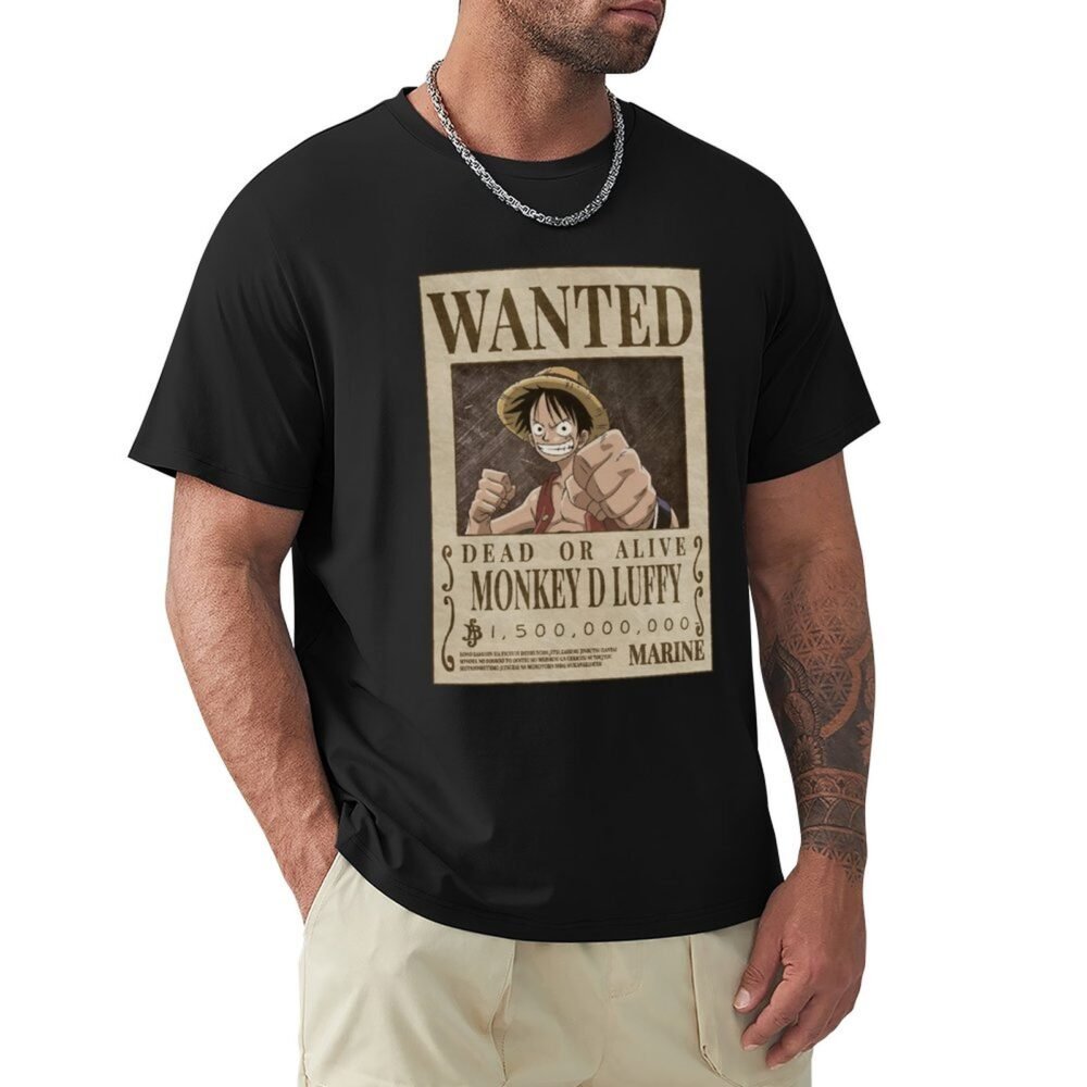 MONKEY D LUFFY Wanted Black Oversized Tshirt One Piece Merch