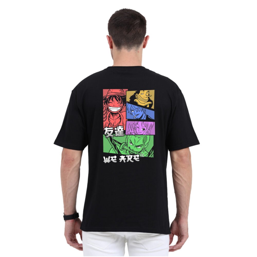 Oversized Anime Black Printed T-shirt | One Piece