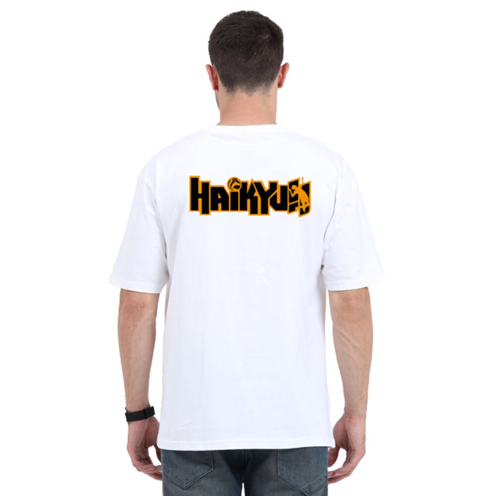 Haikyuu White Oversized Printed T-shirt | YoungPhase