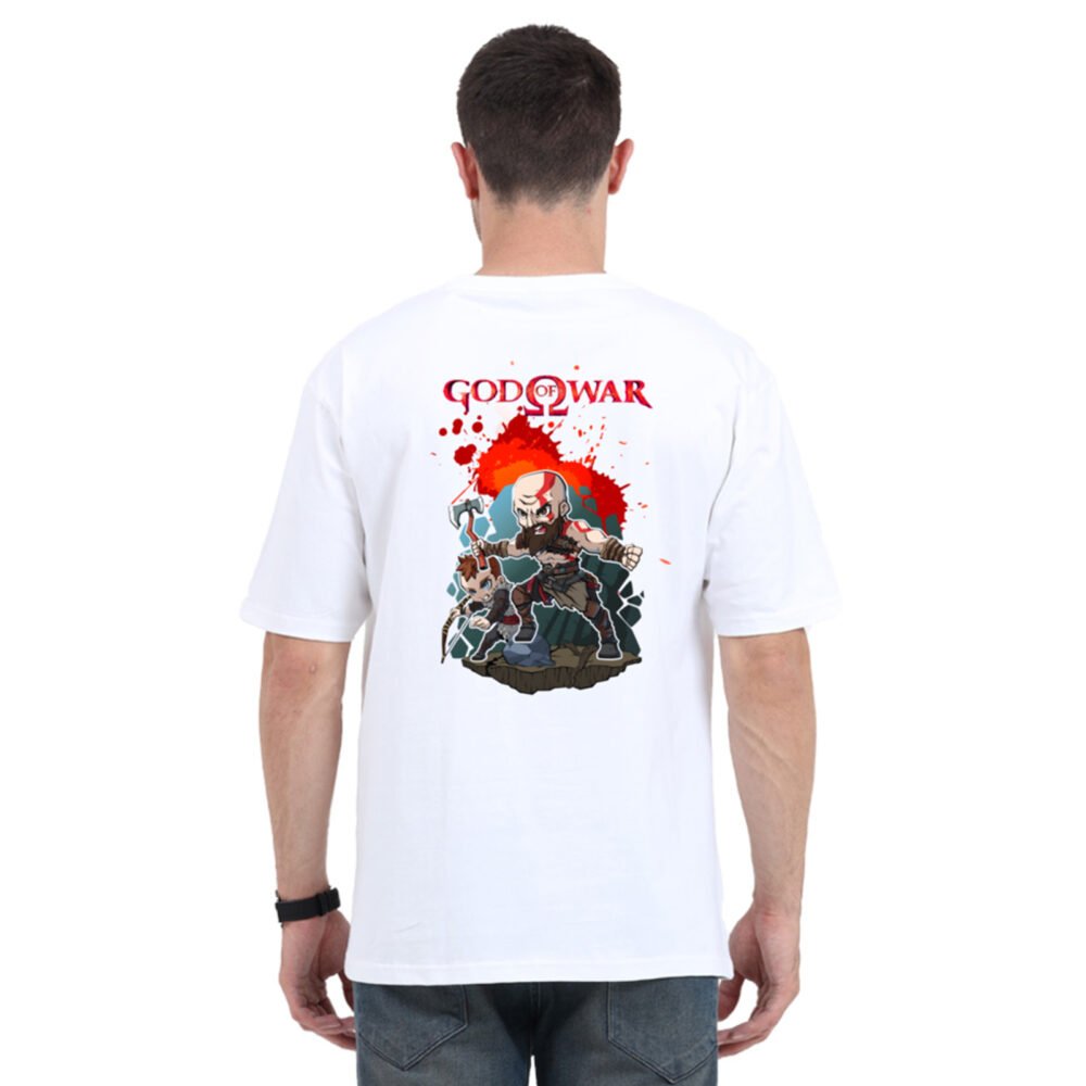God of War White Oversized Printed T-shirt | YoungPhase