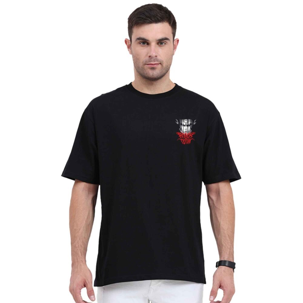 Attack on Titan Black Oversized Pack of 2 Both Side Printed T-shirt