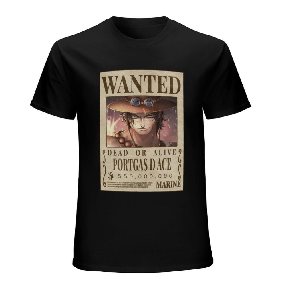 PORTGAS D ACE Wanted Black Oversized Tshirt One Piece Merch