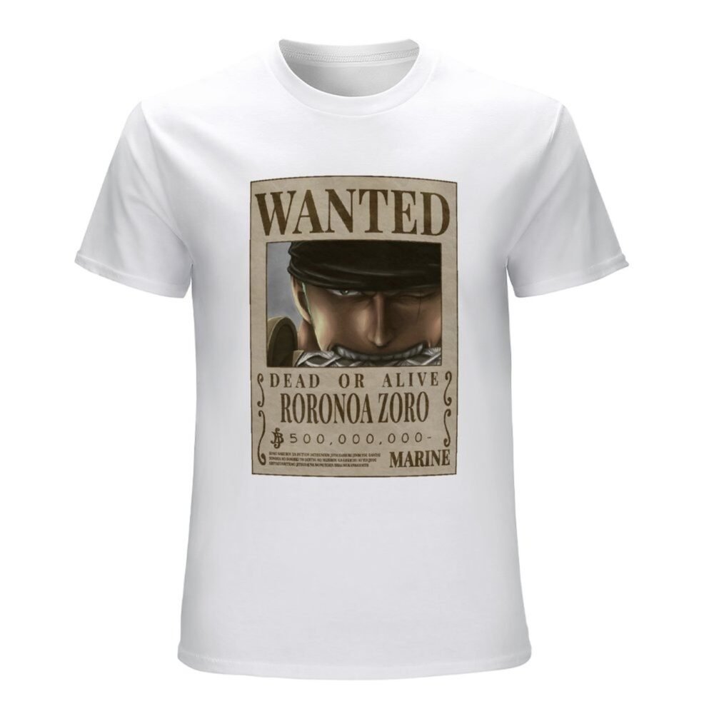 RORONOA ZORO Wanted White Oversized Tshirt One Piece Merch