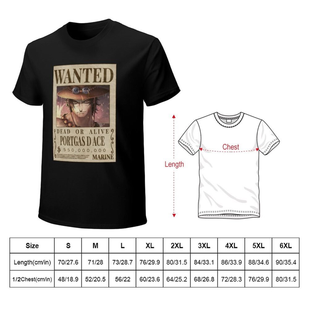 PORTGAS D ACE Wanted Black Oversized Tshirt One Piece Merch