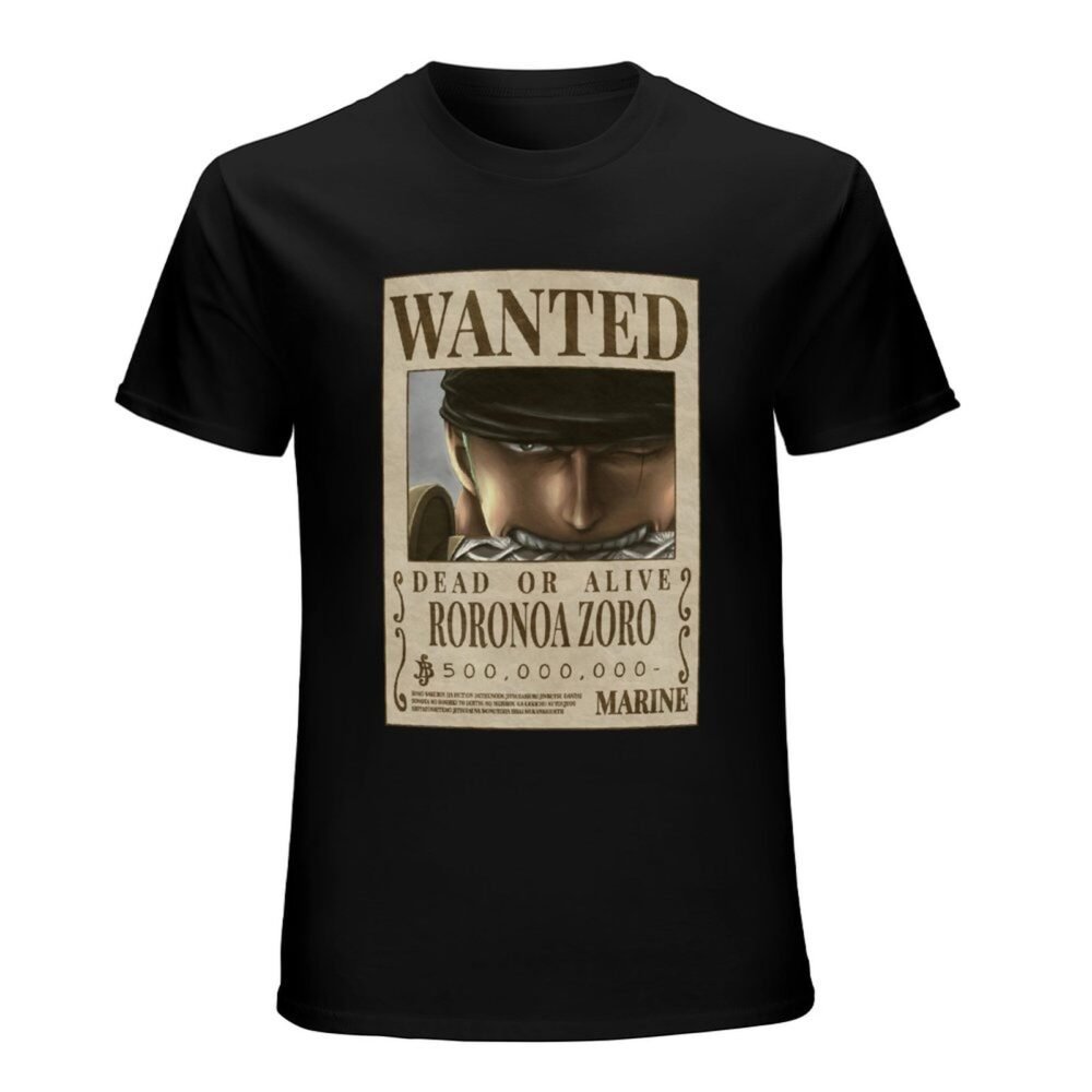 RORONOA ZORO Wanted Black Oversized Tshirt One Piece Merch