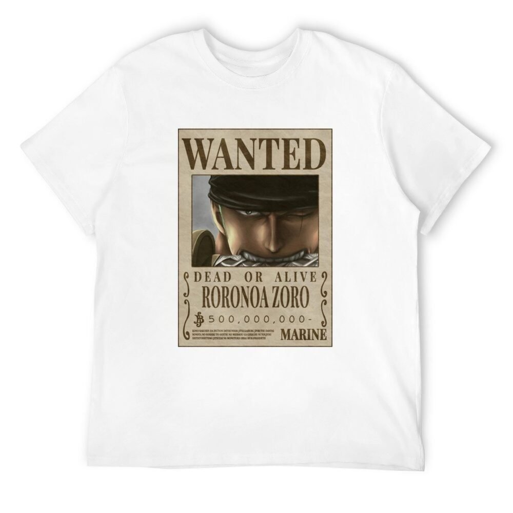RORONOA ZORO Wanted White Oversized Tshirt One Piece Merch