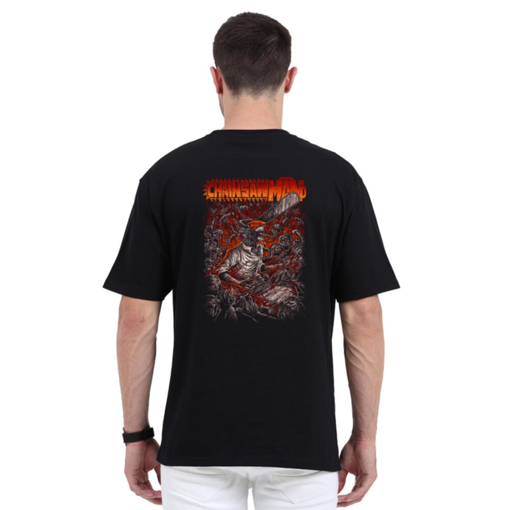 Chainsaw Man Black Oversized Back Printed T-shirt