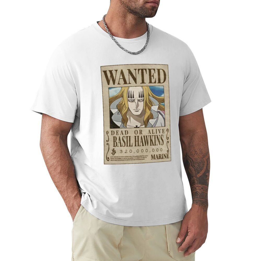 BASIL HAWKINS Wanted White Oversized Tshirt One Piece Merch