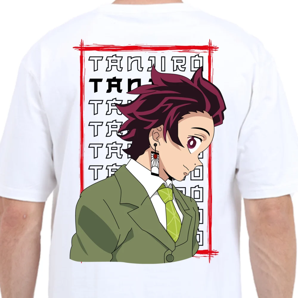 Unisex Demon Slayer White Oversized Printed T-shirt | YoungPhase